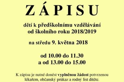 Pozvání na zápis do MŠ