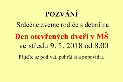 Pozvání na den otevřených dveří MŠ