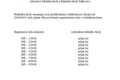 Žádost o přijetí do MŠ