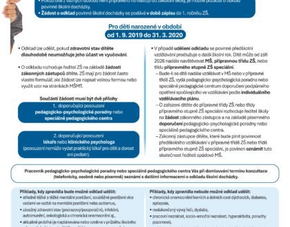 Odklad povinné školní docházky pro zákonné zástupce