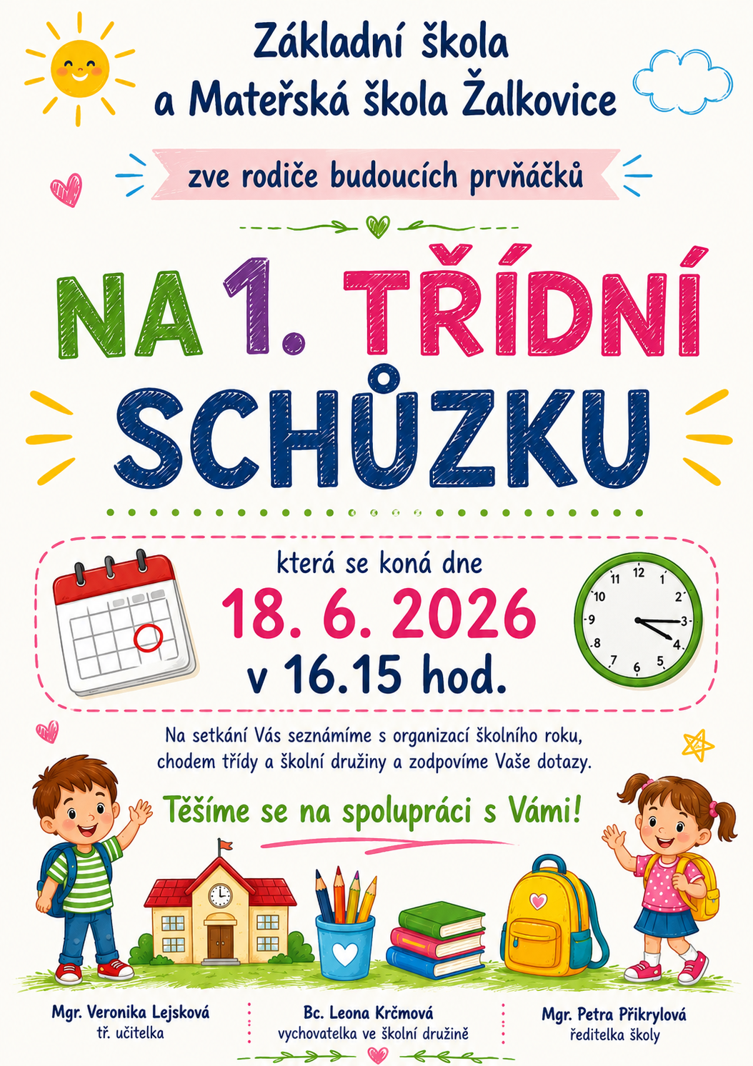 Pozvánka na 1. třídní schůzku v ZŠ od šk. roku 2026/27